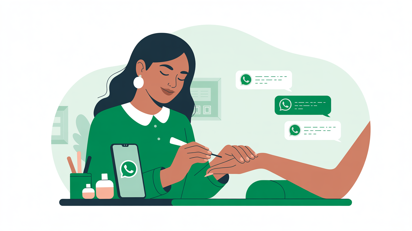 Profissional atendendo cliente enquanto o Teu Atendimento responde mensagens no WhatsApp